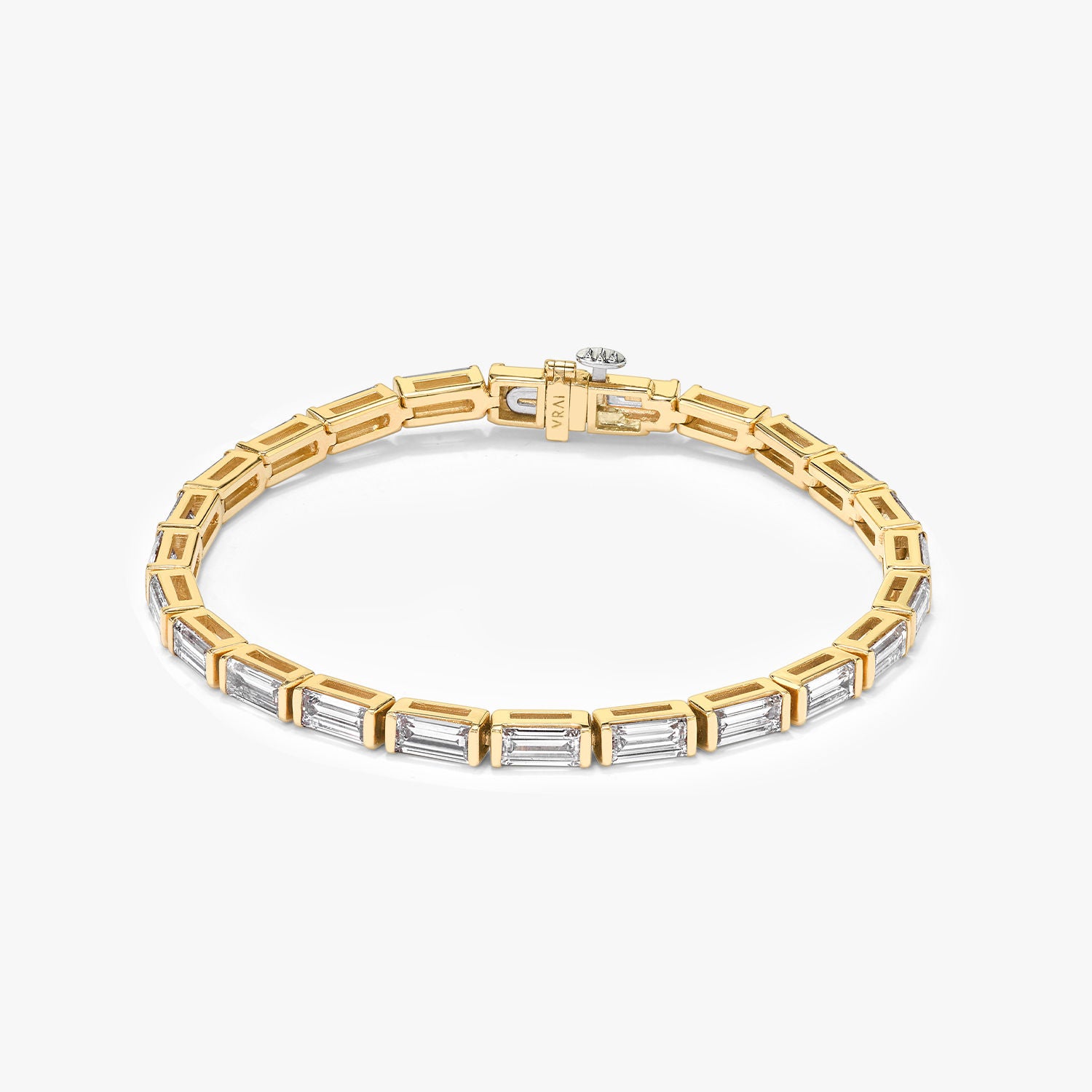Bracelet Tennis En Or Jaune 14K Avec Diamants - 19 Cm, 12gr, Parfait Pour Un Cadeau Chic