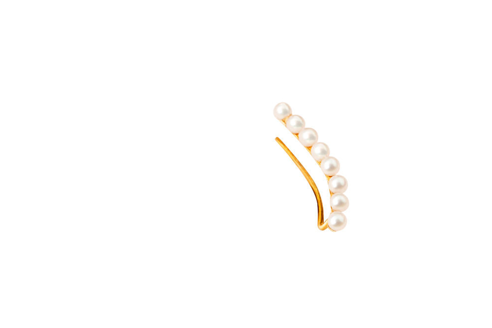 Iris long Gold Plated Earring w. Pearls