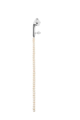 Earphone Silver Earring w. Pearl String
