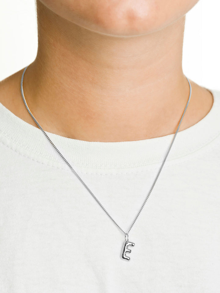 Letter E Silver Necklace