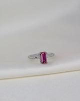 Nord Pink Turned 18K Hvidguld Ring m. Turmalin & Diamant