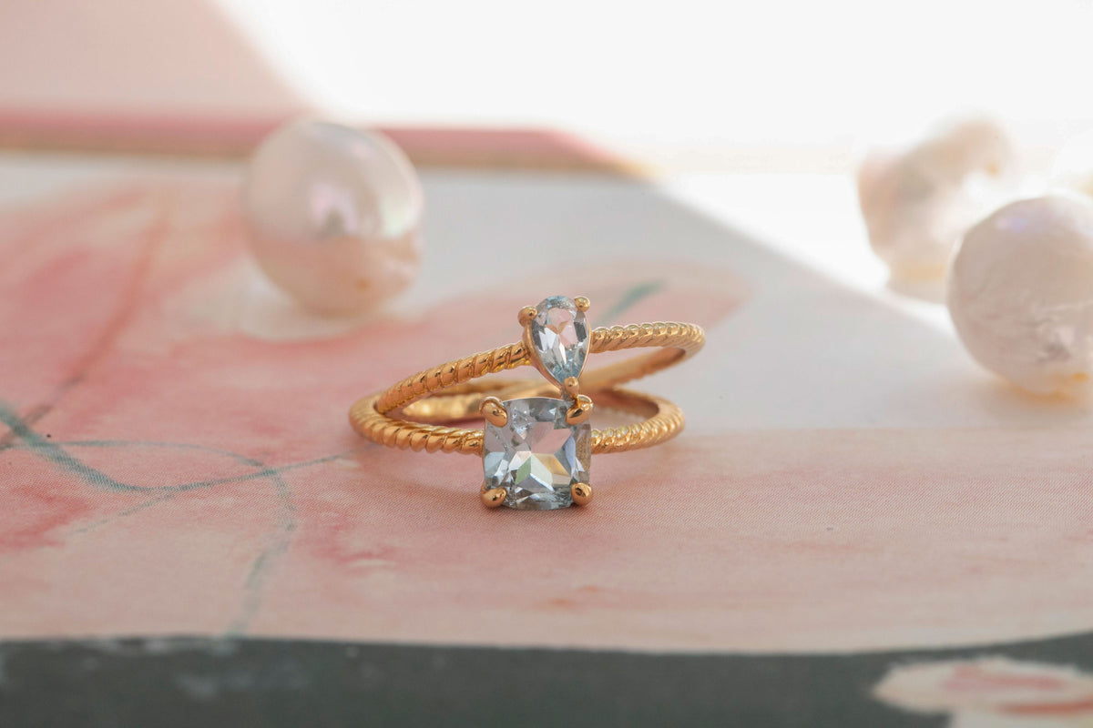 Gem Candy Stor Blå 18K Forgyldt Ring m. Topas