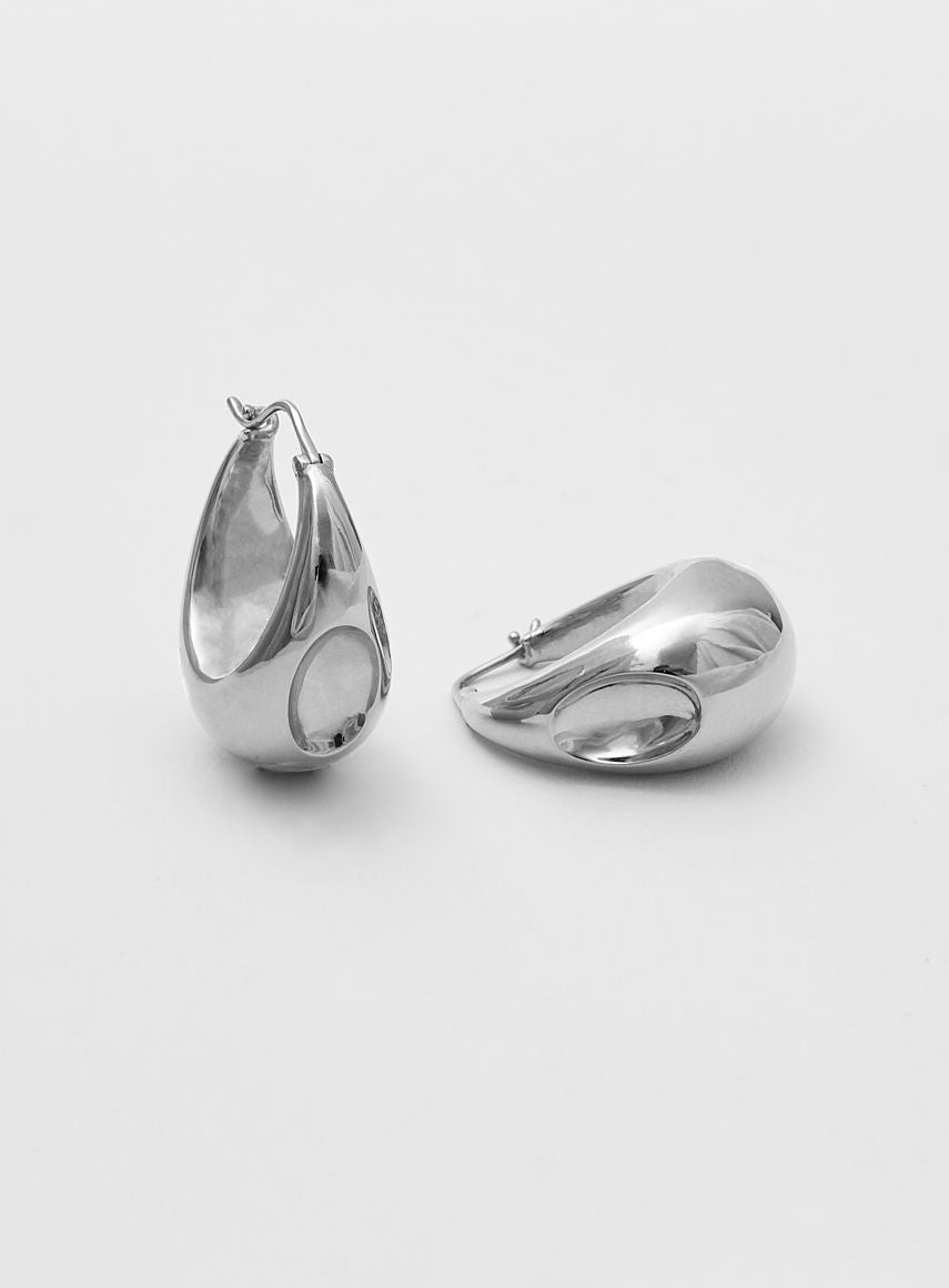 Drop Silver Hoops