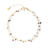 Gretel 18K Gold Plated Necklace w. Pearls & Tourmaline