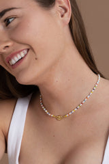 Cowrie Halskette 18K vergoldet Gelbgold I Perlen