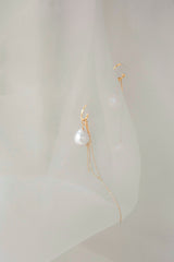 Rainbow 0,5 cm 10K Gold Earring-Pendant w. Pearl