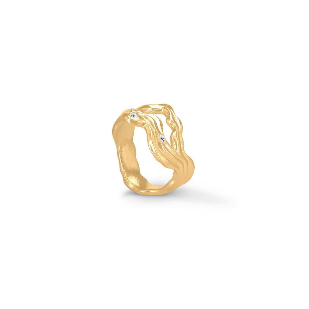 Cassiopeia Gold Plated Ring w. Zirconia