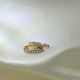 Rock Classic Small 18K Gold Hoop w. White Diamonds