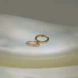 Rock Classic Small 18K Gold Hoop w. White Diamonds