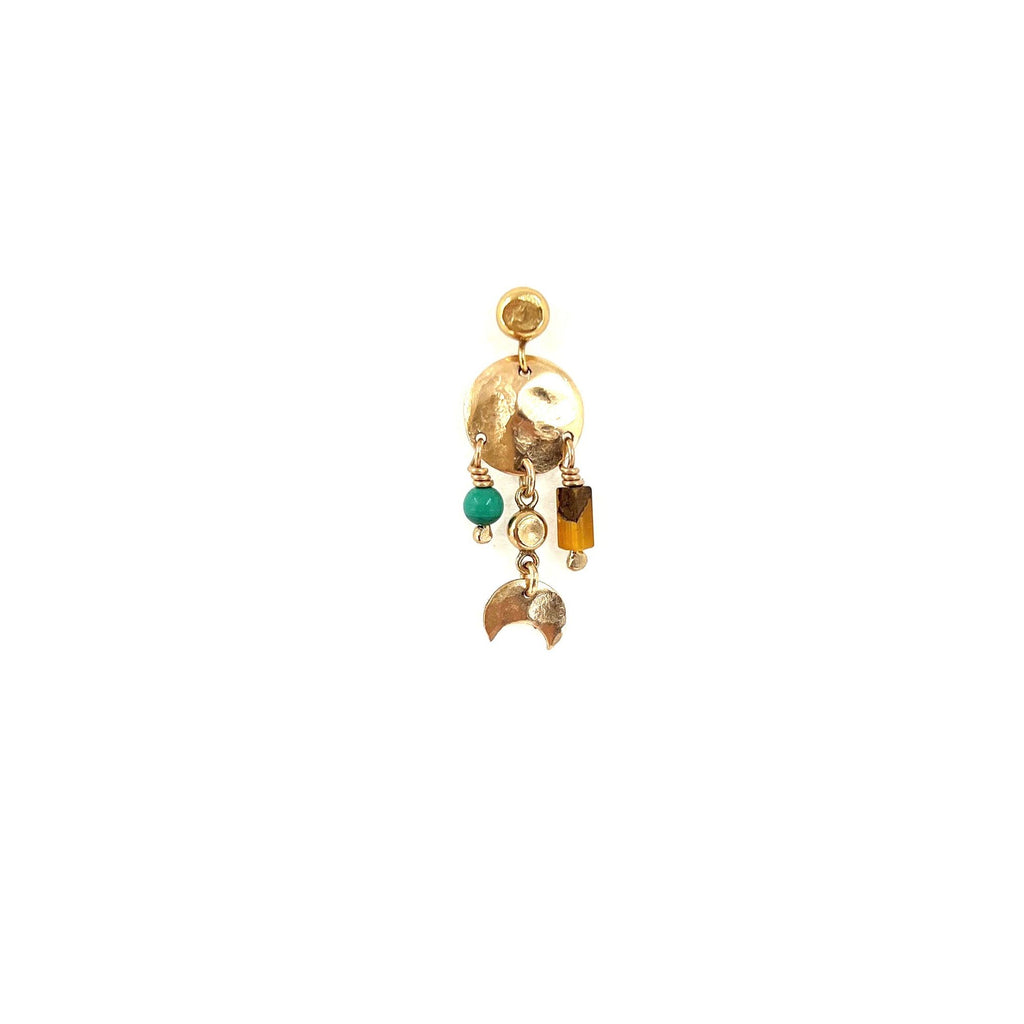 Celia 14K Goldfilled Stud w. Malachite & Tiger's Eye