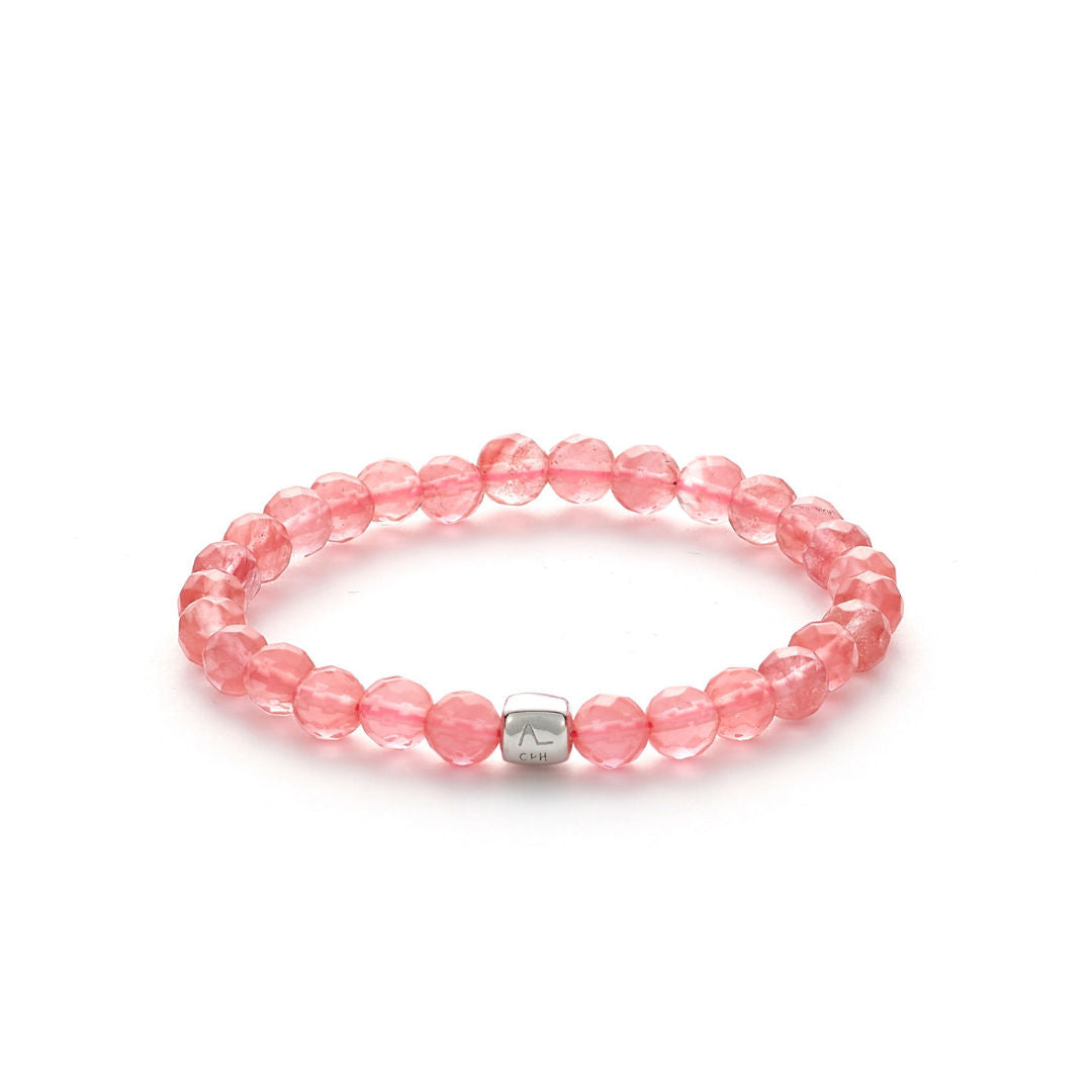 ColorUp Cherry Quartz (6mm) Silver Bracelet w. Quartz