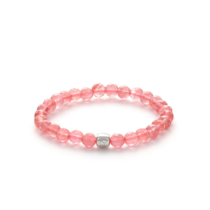 ColorUp Cherry Quartz (6mm) Silver Bracelet w. Quartz