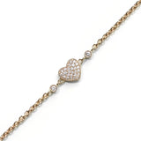 Heart 18K Gold, Rosegold or Whitegold Bracelet w. Diamonds
