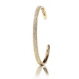 Two Row Parallel 18K Gold, Rosegold or Whitegold Bangle w. Diamonds