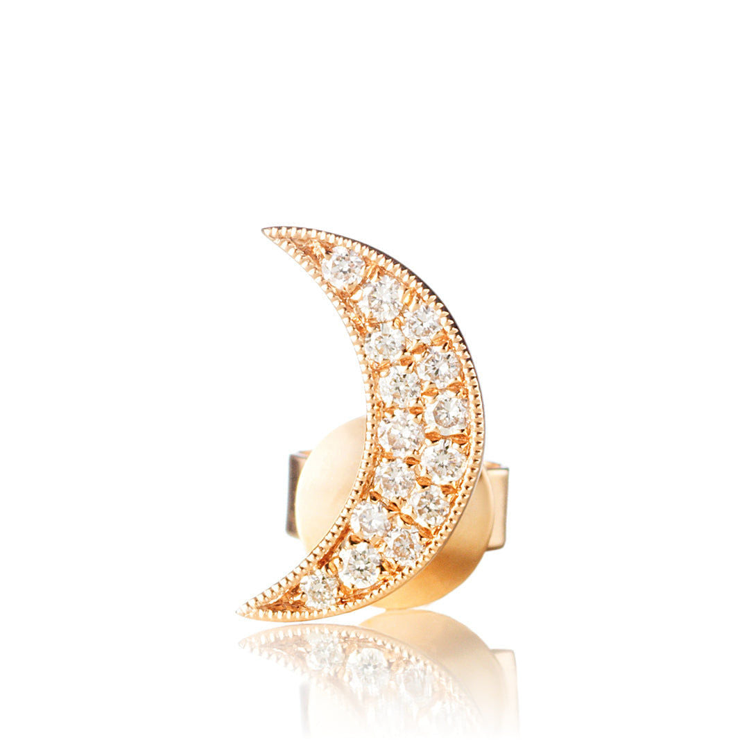 Moon Universe Large 18K Gold, Rosegold or Whitegold Studs w. Diamonds