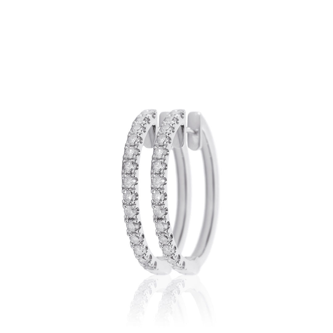 Creol 18K Gold, Rosegold or Whitegold Hoops w. Diamonds