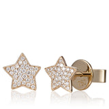 Star 18K Gold, Rosegold or Whitegold Studs w. Diamonds