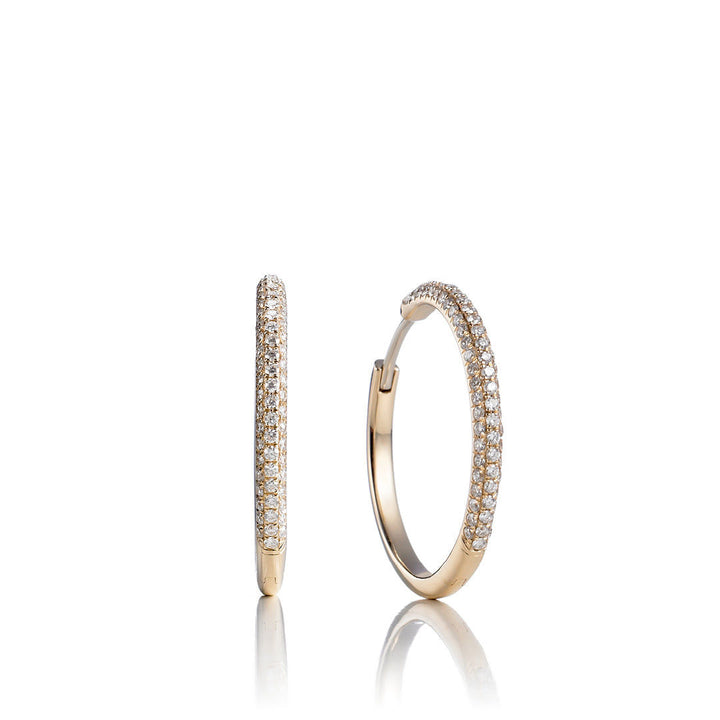 Creolen Hoops 2cm aus 18K Gold, Rosegold oder Weißgold I Diamanten