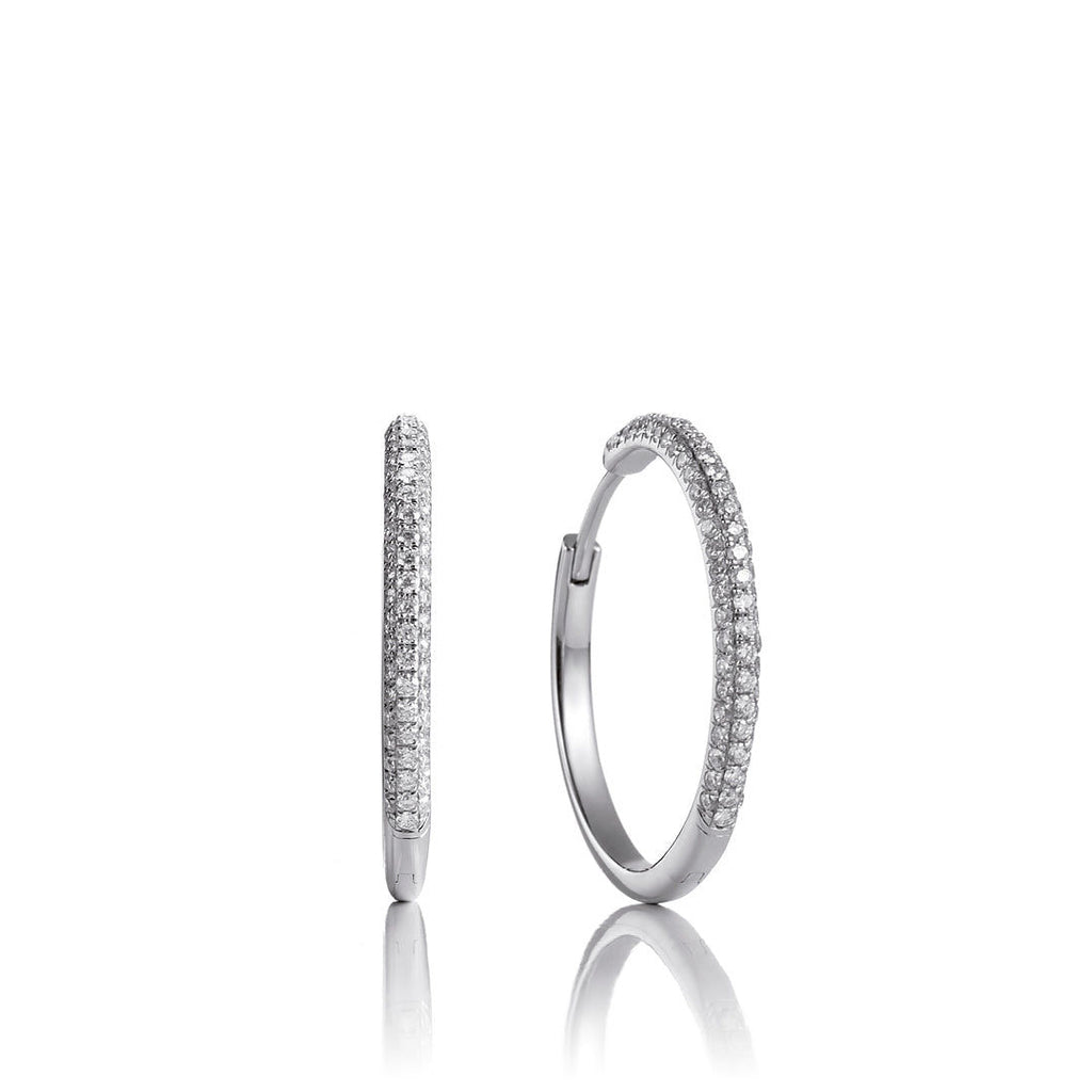 Creol 2 cm 18K Gold, Rosegold or Whitegold Hoops w. Diamonds