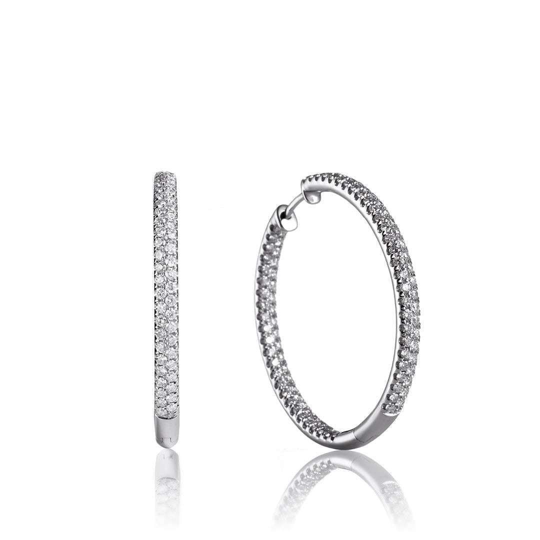 Creol 3 cm 18K Gold, Rosegold or Whitegold Hoops w. Diamonds