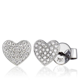 Heart 18K Gold, Rosegold or Whitegold Studs w. Diamonds