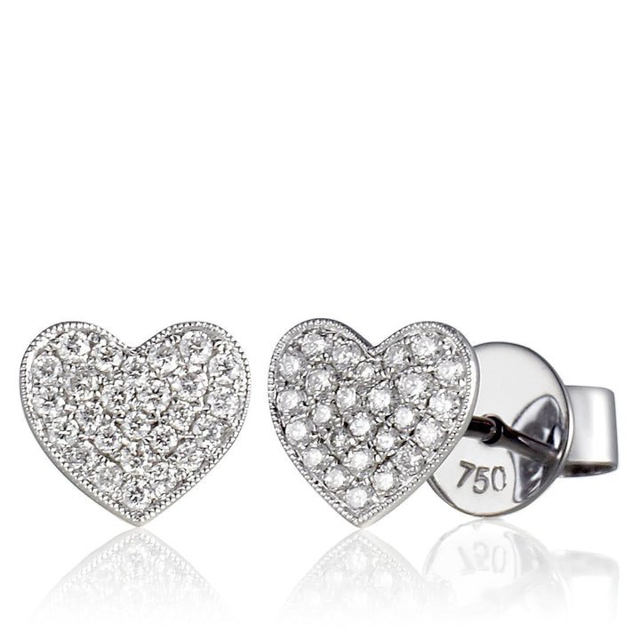 Heart Ohrstecker aus 18K Gold, Rosé- oder aus Weißgold I Diamanten