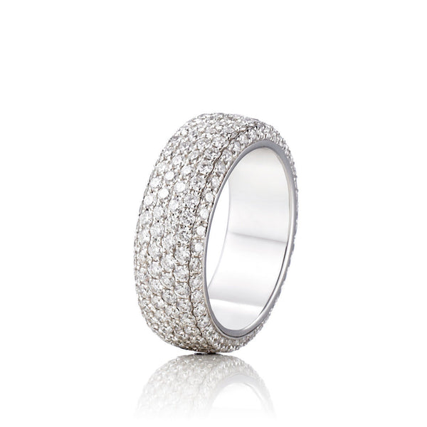 Wide Pavé 18K Hvidguld Ring m. Diamanter