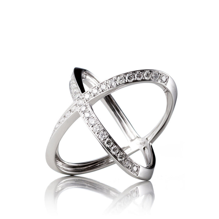 Symmetry großer Goldring aus 18K, Rosegold- oder Weißgold I Diamanten