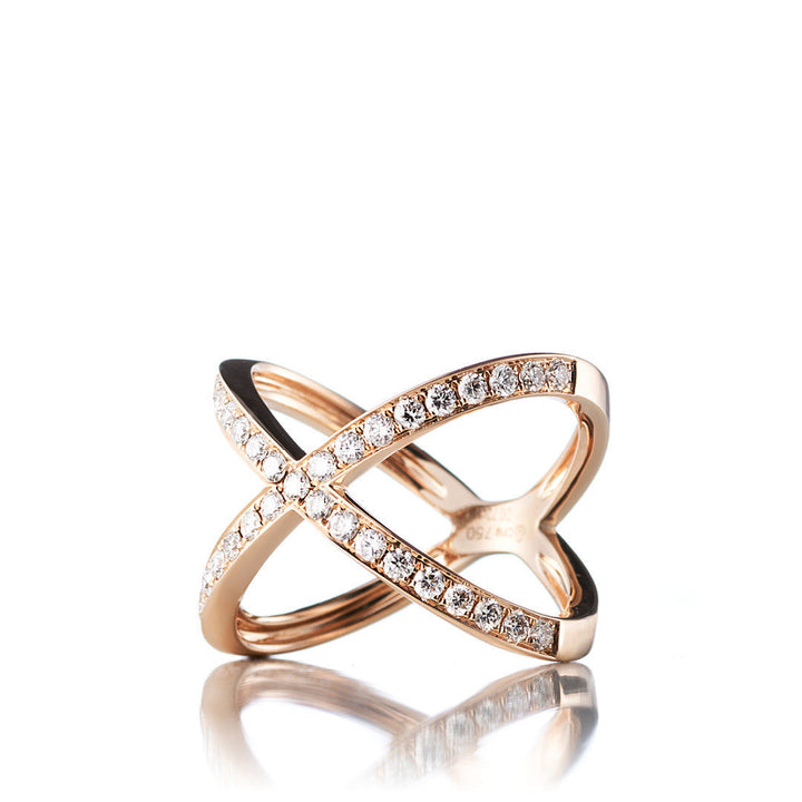 Symmetry kleiner Goldring aus 18K, Rosegold- oder Weißgold I Diamanten