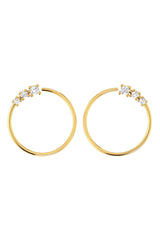 Circle Degrade 18K Gold Earrings w. Lab-Grown Diamonds