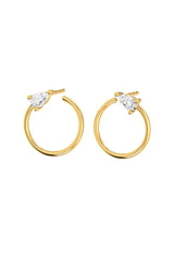 Circle Pear 18K Gold Earrings w. Lab-Grown Diamonds