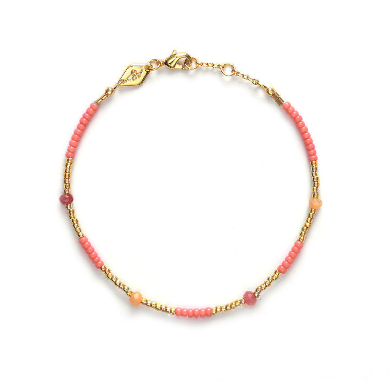 Clemence Forgyldt Armbånd m. Bubblegum Glasperler
