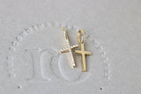 Rock Cross 18K Gold Pendant w. Diamond