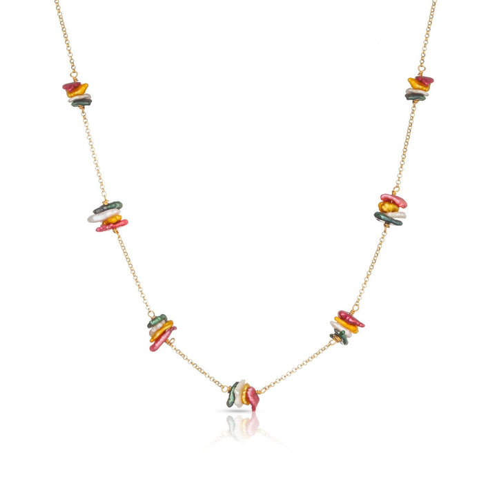 Collar Fiji Rainbow 18K Forgyldt Halskæde m. Sten
