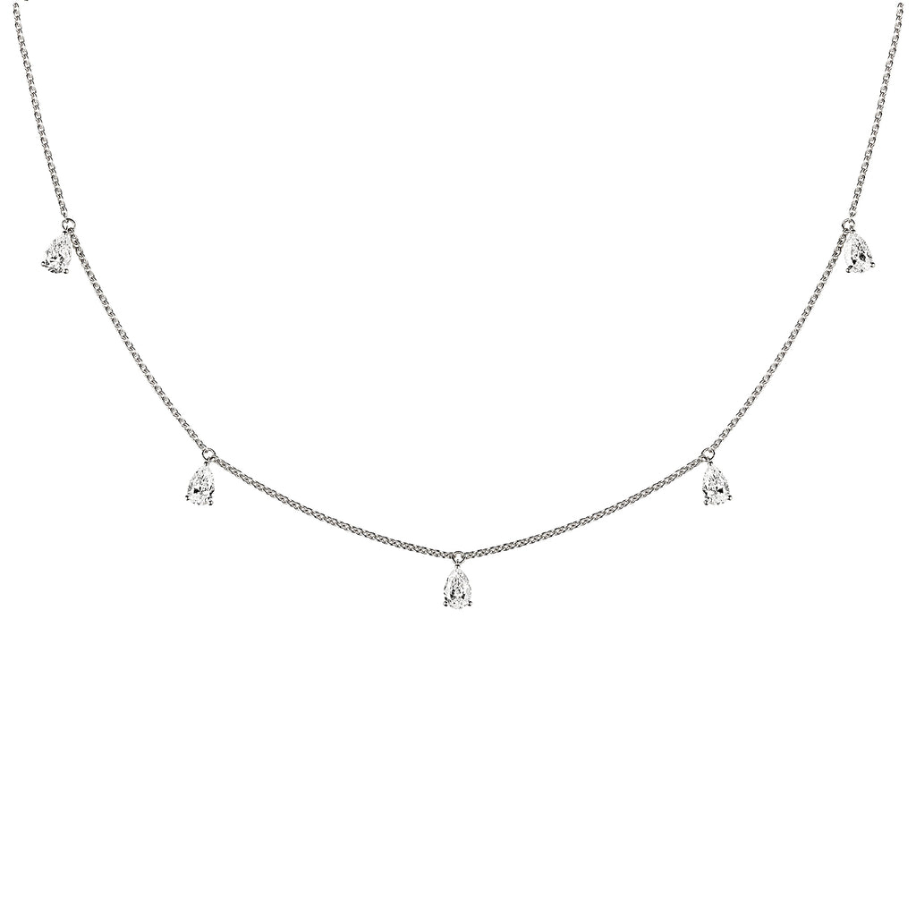 Mini Choker small Drops 18K Whitegold Necklace w. Diamonds