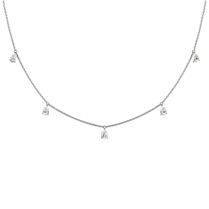 Mini Choker small Drops 18K Whitegold Necklace w. Diamonds
