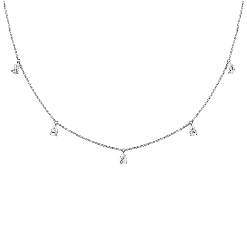 Mini Choker small Drops 18K Whitegold Necklace w. Diamonds