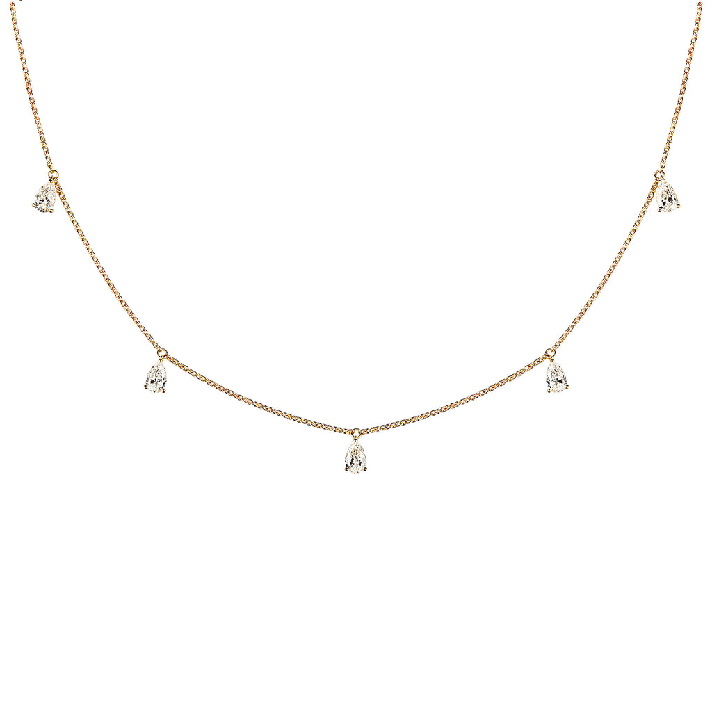 Mini Choker small Drops 18K Gold Necklace w. Diamonds