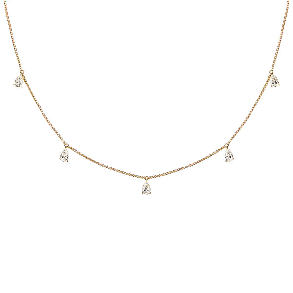Mini Choker small Drops 18K Gold Necklace w. Diamonds