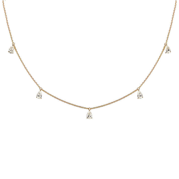 Mini Choker small Drops 18K Gold Necklace w. Diamonds