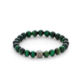 ColorUp (8mm) Silver Bracelet w. Green Tiger's Eye