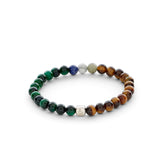 ColorUp (6mm) Silver Bracelet w. Tiger's Eye & Laboradorite