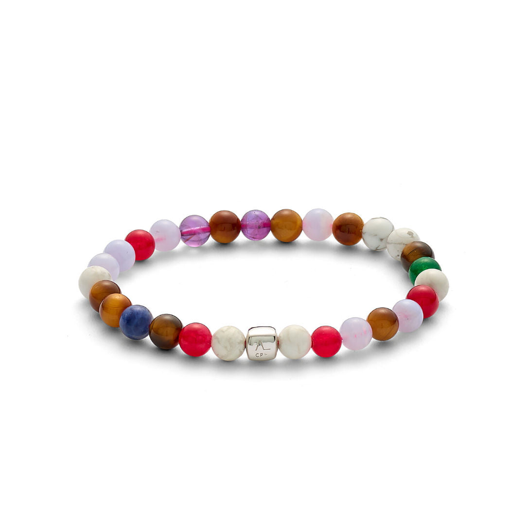 Color Up Copenhagen (6mm) Armband aus Silber I Achat, Tigerauge & Amethyst