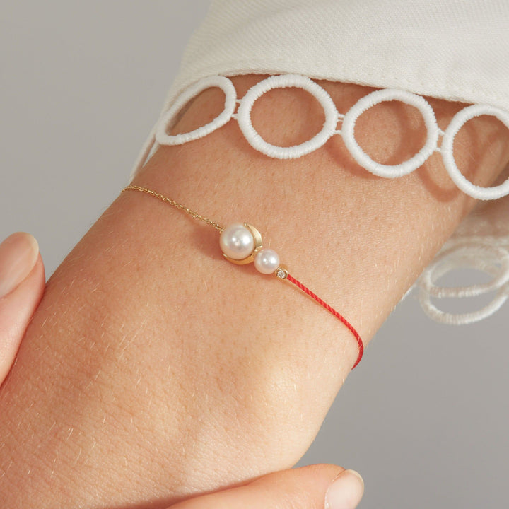 Cosmo Saturn 18K Gold Bracelet w. Pearl & Diamond