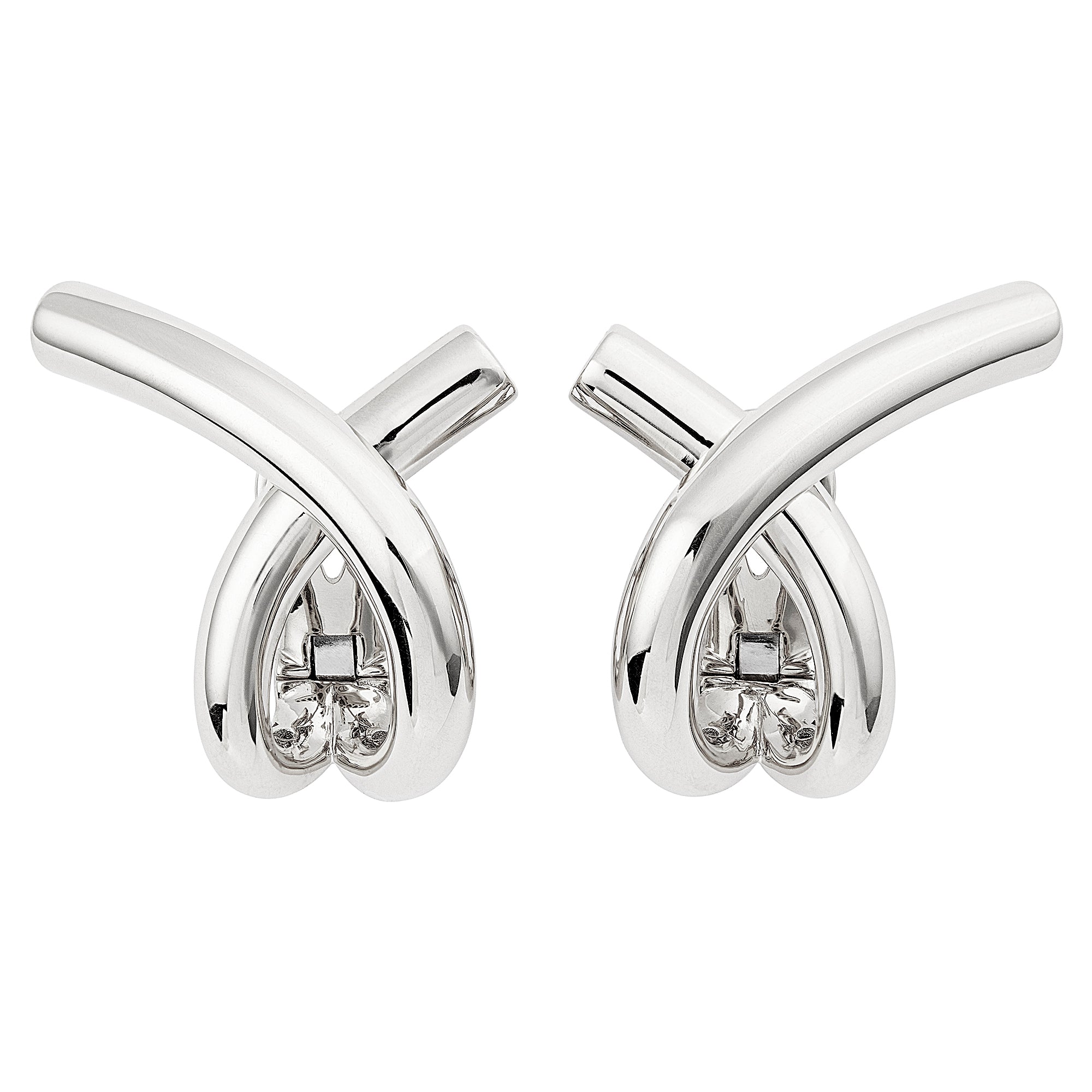 Cross Loop Big Plain 18K Whitegold Hoops