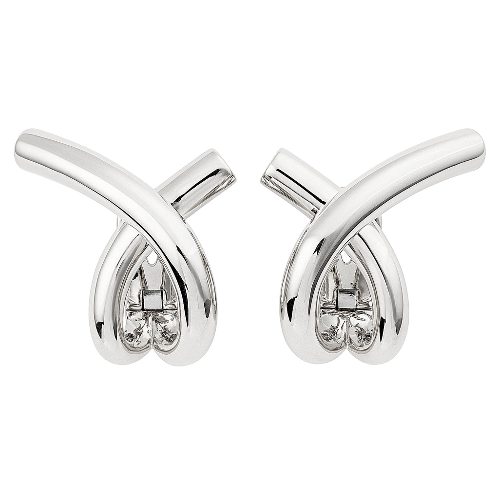 Cross Loop Big Plain 18K Whitegold Hoops