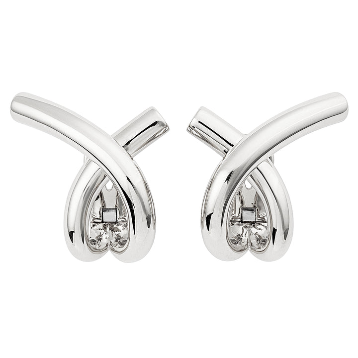 Cross Loop Big Plain 18K Whitegold Hoops