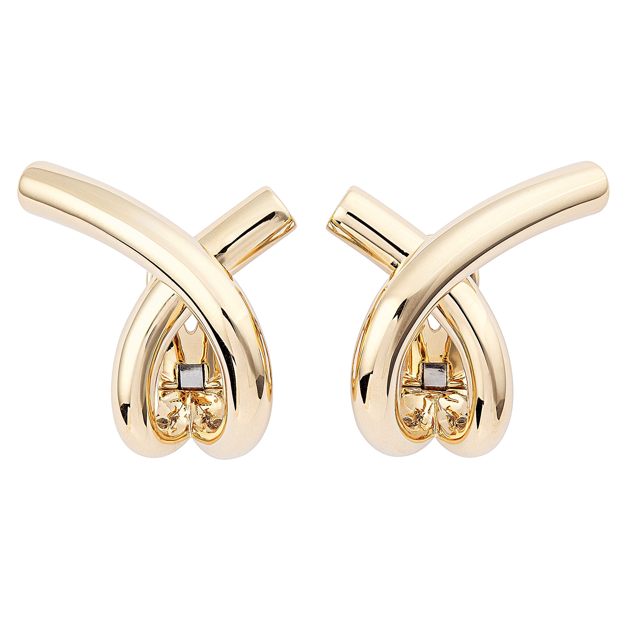 Cross Loop Big Plain 18K Gold Hoops
