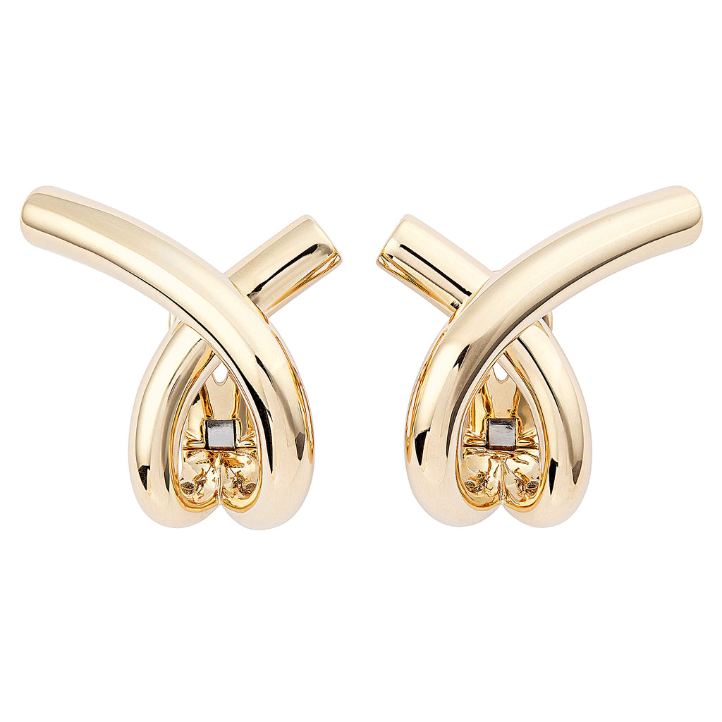 Cross Loop Big Plain 18K Gold Hoops