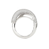 Cross Loop Medium Half Pavé 18K Whitegold Ring w. Diamonds